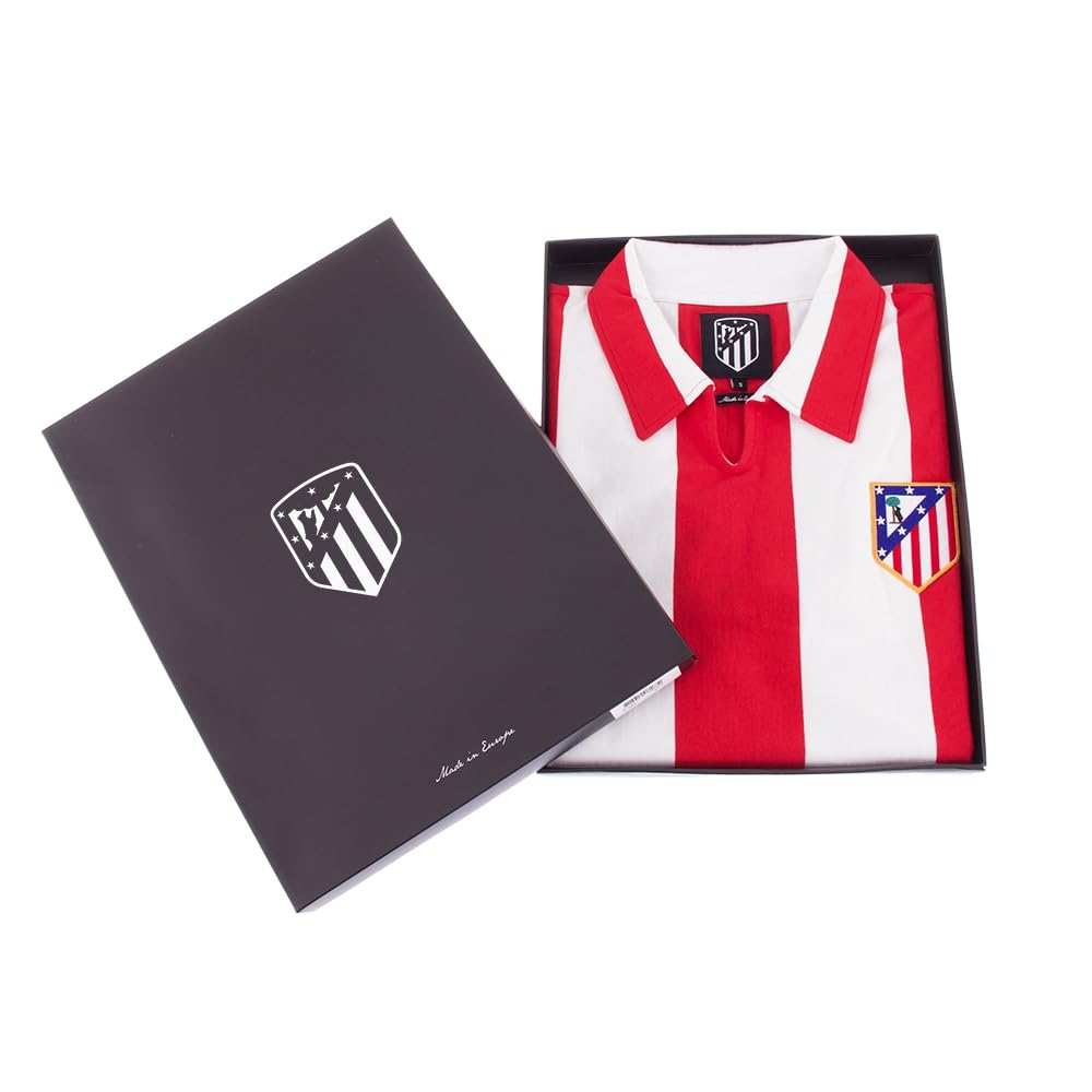 Copa - Camiseta de Fútbol - Hombre - Atletico Madrid 1970/71 - Retro - Manga Corta - Rojo/Blanco - 100% algodón