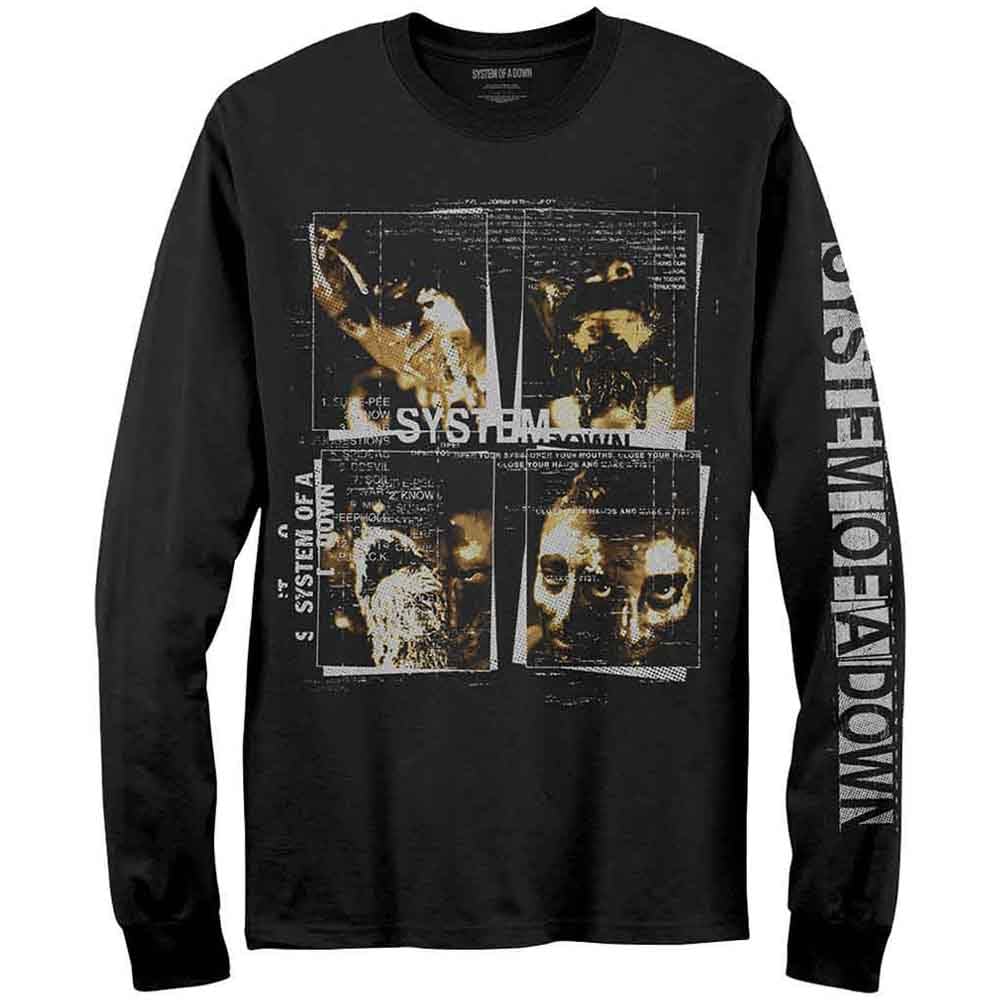 Rock Off Officially Licensed Products Men's Black System Of A Down Face Boxes Long Sleeve T Shirt M