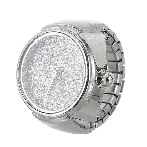 VALICLUD Ringuhr Geburtstags-Dekorring Herrenuhr Herrenringe Vintage-Uhren für Herren Modeuhr zwillengummi Schmuckuhr für paare Bewegungsring Uhrenringe für Damen Legierung Silver