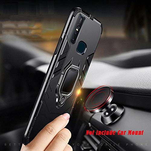 Image of REALCASE Vivo V15 Pro Case, Silicone, Thermoplastic Polyurethane Shockproof Rugged Slim Hybrid Magnetic Bracket 360 Ring Holder for Vivo V15 Pro (D5-Black)