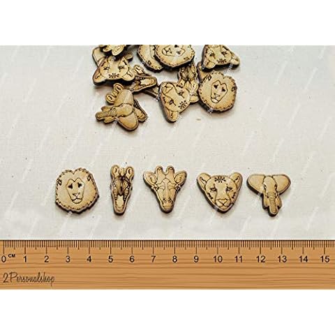 Personliased Gifts Market 50 Wooden Wild Animals Shapes Craft Scrapbook Mdf Kids Gift Card Making Lion Cover