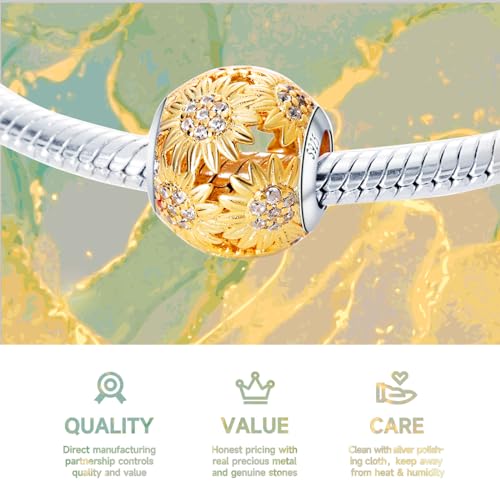 925 Sterling Silver Charms Beads for Bracelets Necklaces, 4 Four Clover Leaf Sunflower Ladybird Honeycomb Infinite Heart Pendant, Green Flower Lucky Jewelry Birthday Gifts for Women Men3