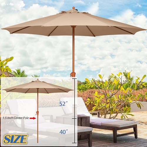castlecreek patio umbrella Two-Tone 9' Outdoor Push-Button Tilt Sun Shade for Deck, Yard, Backyard, Pool, Khaki/Black letting you stay cool and comfortable CASTLECREEK Two-Tone 9' Outdoor Patio