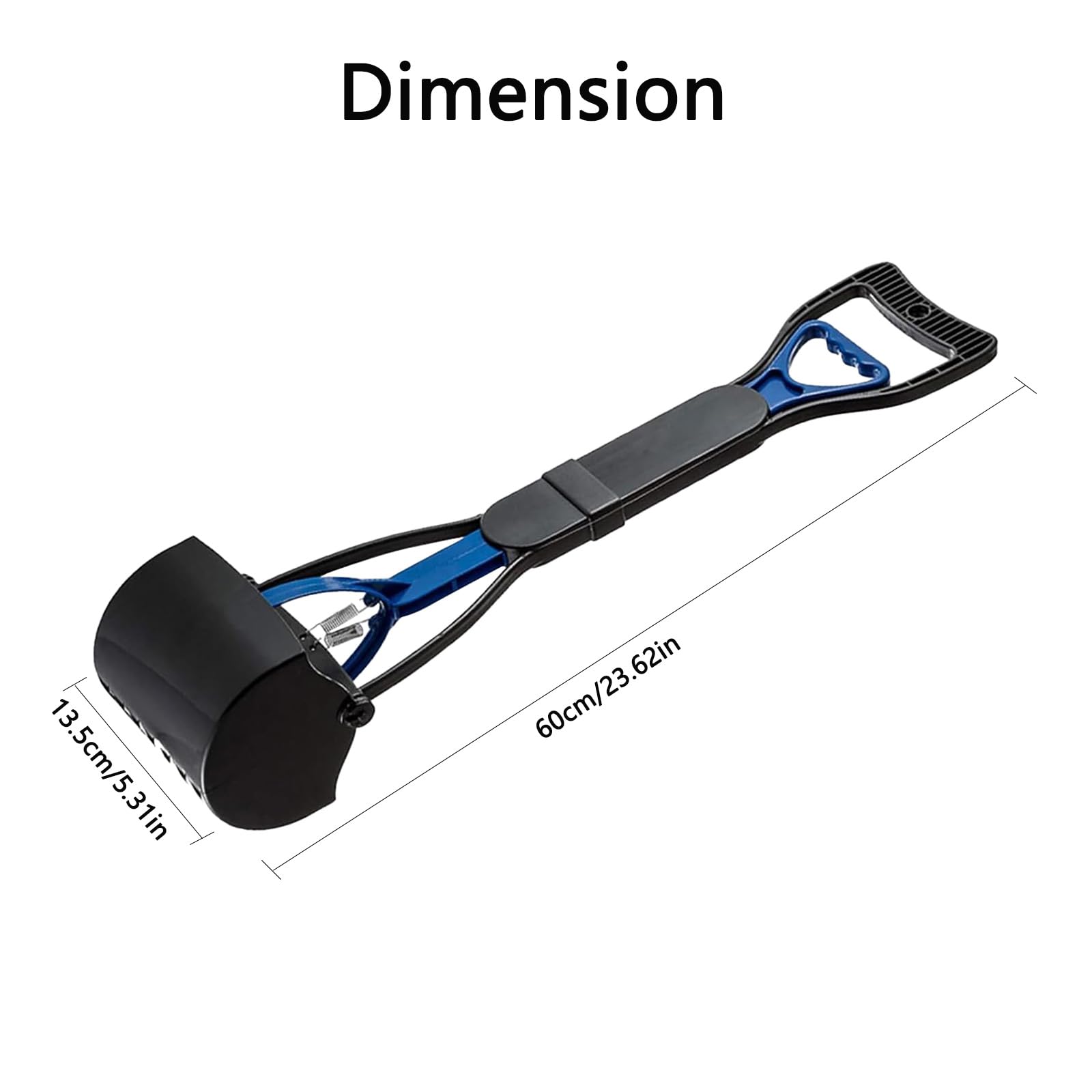 Portatile Palette per Escrementi Cani,Pooper Scooper Cane,Animale Domestico Pooper Scooper,60cm/23.6", Pieghevole,Blu