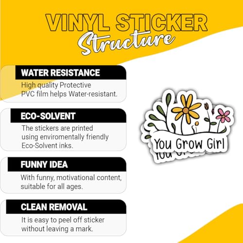 3 calcomanías You Grow Girl de alta adherencia para botella lavable 4