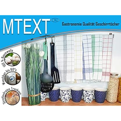 MTEXT Geschirrtücher Küchenhandtuch aus 100% Baumwolle 10 Stück Pack, 50x70 cm, 60g, grün weiß karriert (Grün) – Bild 3