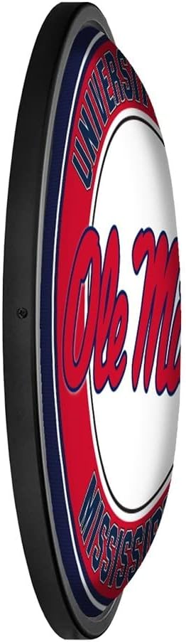 The Fan-Brand Ole Miss Rebels Round Slimline Lighted Wall Sign - Football, Basketball & Baseball Wall Decor - College Sports Decor for Home, Office, Game Room, Fan Cave, Garage - USA Made