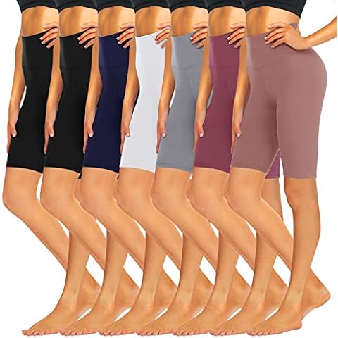 iceROSE 7 Pack Biker Shorts for Women, 8" High Waisted Soft Workout Shorts Black Yoga Athletic Shorts Cover