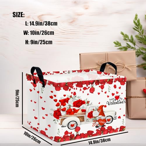 Image of Cute Large Valentine's Day Gift Basket Empty Heart Decor Storage Bin for Kid Baby Room Decor (White Truck Roses)