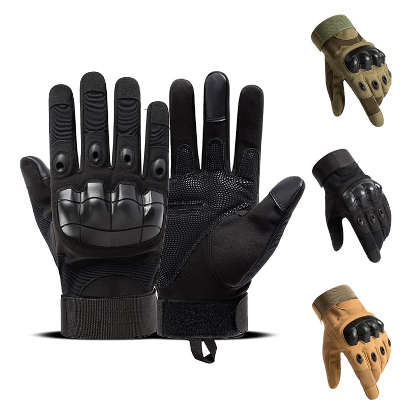 ANJMEICH Tactical Gloves, Non-Slip wear-Resistant to Protect Hands, Suitable for Outdoor Sports (Black, XL)