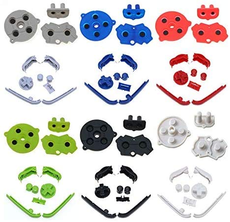 GGZone Teclado de repuesto L R A B Botón para GBA Gameboy Advance D Pad Botones de alimentación con silicona de goma botones conductivos (blanco) (verde)