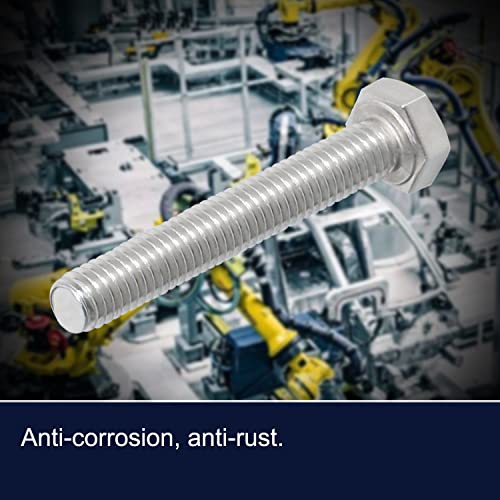 Image of M6 x 60mm Hex Head Bolts Screws Grade 5.8 Stainless Steel, Fasteners Fully Machine Threaded SUS304 10 Pcs