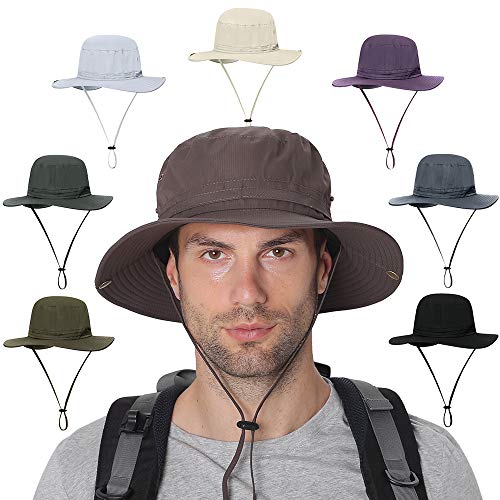 Andoer Chapéu de sol Proteção UV Gorro de verão de aba larga para camping, pesca, caminhadas, montan