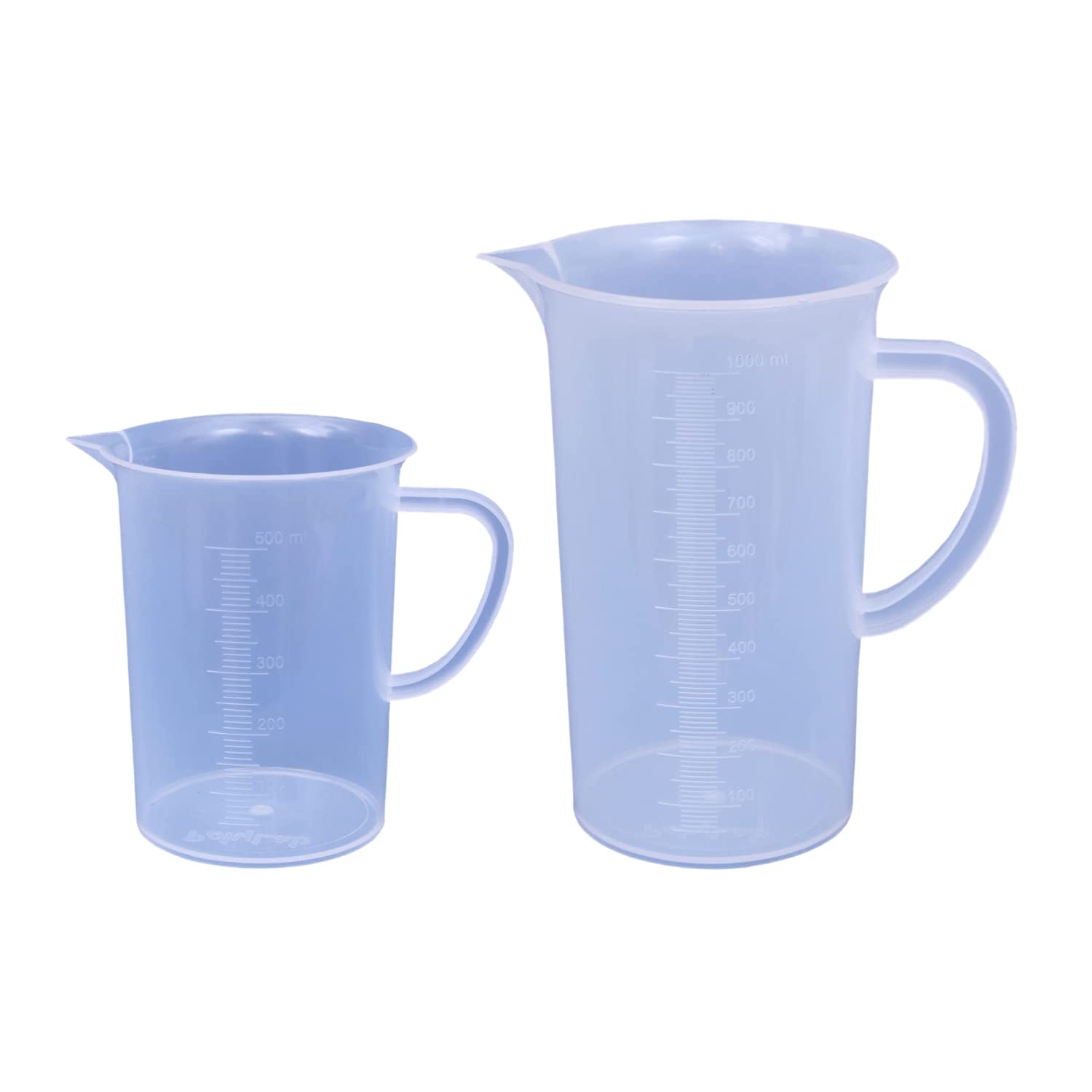 Bello Polypropylene Plastic Beaker with Graduation Marks Combo Pack of 500ml + 1000ml for School/College/Chemistry Lab/Laboratory