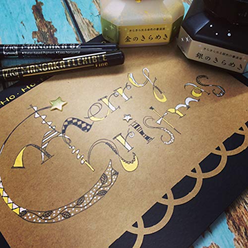 Image of ZIG Metallic Gold Ink 60g Artist Pigment for Calligraphy, Sumi Art, Illustration, Painting & Decorative Craft Work, Smooth Rich Gold Finish, Made in Japan