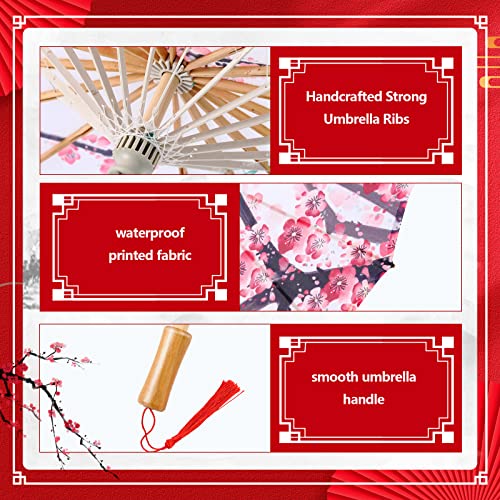 4Pcs Oiled Paper Umbrella Chinese Classical Plum Blossom Paper Umbrella Parasol Art Dance Japanese Umbrella – Bild 4