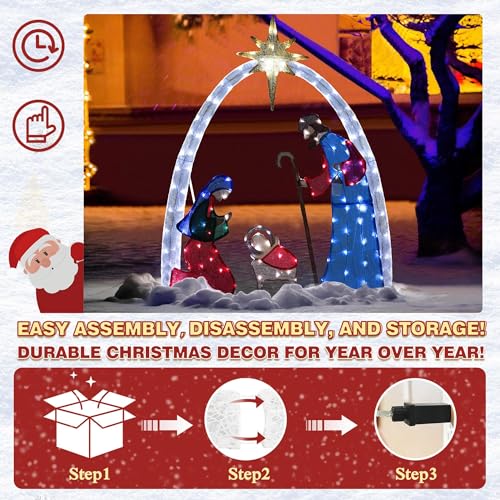Mupater JT-DC300V0120-C 5Ft Lighted Outdoor Christmas Decoration Nativity Scene, Lighted Christmas Yard Decor Nativity Set thumb #4