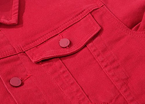 Dsdz Men`s Classic Slim Fit Motorcycle Denim Jacket Coat Red Us L(Asian 4Xl) #TOP2