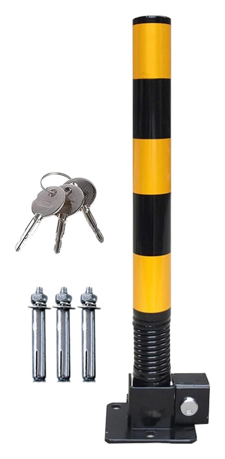 HCZKIUJY Parking Barrier Lockable Folding with Collision Avoidance Bollard Parking Post with Keys (Black yellow)