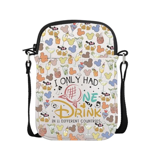 POFULL Drink Around The World Gift Vacation Trip Gift I Only Had One Drink In 11 Different Countries Crossbody Bag (I ONLY HAD DRINK)