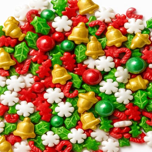 Lozadia 130g Edible Sprinkles Metalic Christmas Pearl Sprinkles Of Pearl Sugar Cake Sprinkles, Edible Christmas Cake Decorations, Sugar Balls for Cupcake Cakes Sprinkle On Xmas (Xmas Mix)