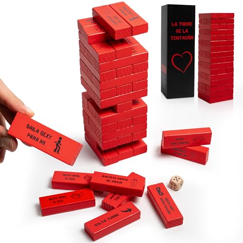 A torre da tentação - jogo de tabuleiro para casais adultos - 48 fichas em espanhol dados e QR com instruções - jogo picante e divertido para ligar de 2 a 6 jogadores em casais ou amigos