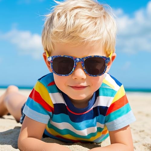 obmwang 3 Pack Kids Sunglasses Stylish Cute Dinosaur Glasses for Toddler Girls Boys Outdoor Beach Eyewear4