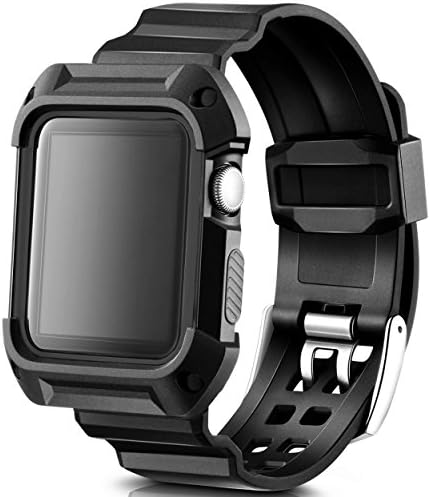 Casual Accessories Protective Watch Band Case Black Compatible Apple Watch 42mm. Durable Protective Case Save Your Apple Watch Black/Silver 42mm. Apple Watch Band 42mm Case Black for Series 1/2 / 3