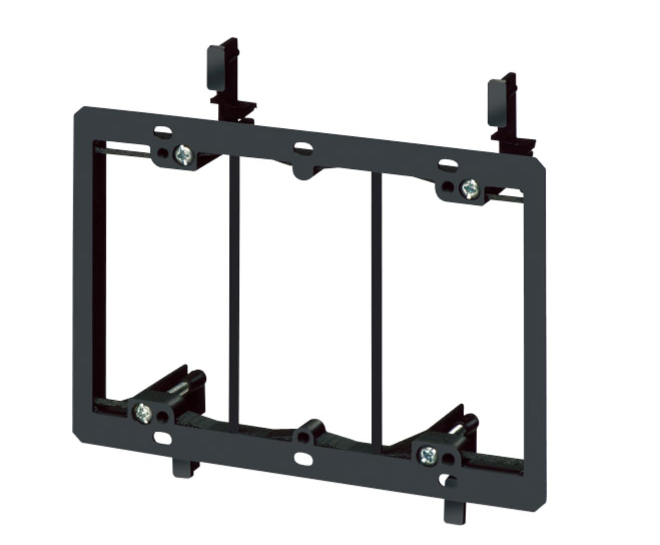 Generic Bulk Pack Electrical Low Voltage Device Mounting Ring Plastic 3 Gang Retrofit Wings Used for Three Device Applications BE- LV3 (1), Black