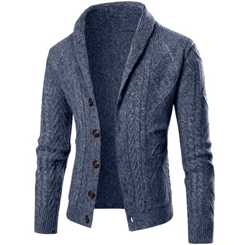 Veste polaire pour homme en tricot chaud doublé thermique avec boutons classiques d'hiver