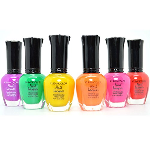 LOT OF 6 KLEANCOLOR NEON COLOR BRIGHT COLLECTION MEMOIRS OF THE CARIBBEAN KNP2 + FREE EARRING by Kleancolor
