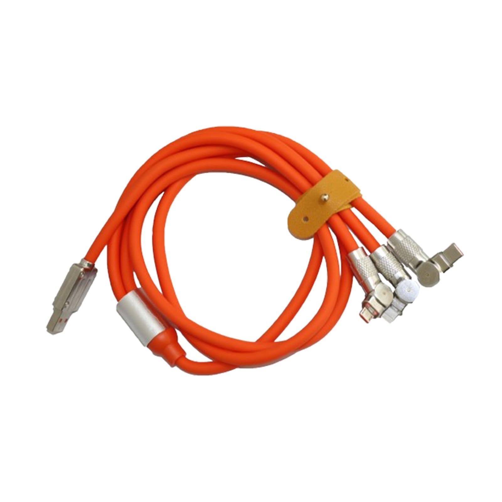 120W Super Fast Charging Cable 6A, 3 in 1 Multi Charging Cable, 180° Rotating Fast Charging Cable, Heavy Duty, Unbreakable Silicone, Universal Charging Cord Type C/Micro/iPhon/Pad/Glaxy (Orang-3.9ft)