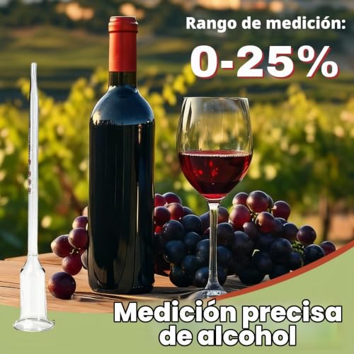 Miniatura 5 de Vinometro De Cristal 0-25 Alcohómetros Para Vino Y Cerveza, Densímetro Sólido De Precisión Para Medir El Alcohol, Hidrómetro Fácil De Leer, Báscula De Alcohol Ideal Para Vino Y Elaboración Artesanal