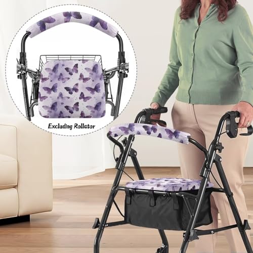 Image of Butterfly Universal Walker Backrest Covers, Soft Rollator Seat and Backrest Covers, Adjustable Seat Covers for Seniors