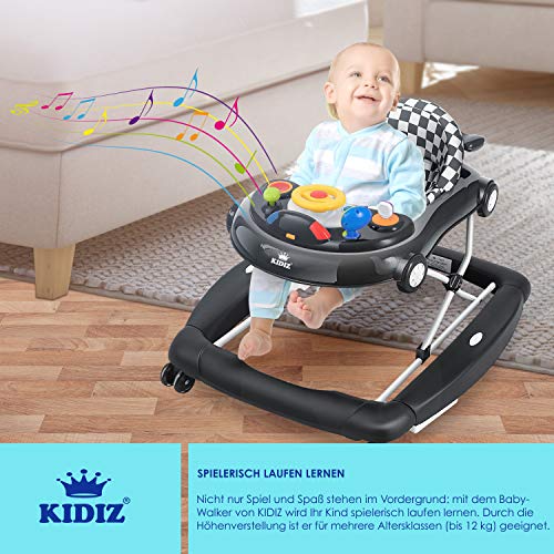 KIDIZ® Andador 4 en 1 Babywalker para andar y andar al aire libre, función de balancín, balancín, balancín con ruedas, luz, música, mesa de juegos, silla de comedor, silla de andar - imagen 7