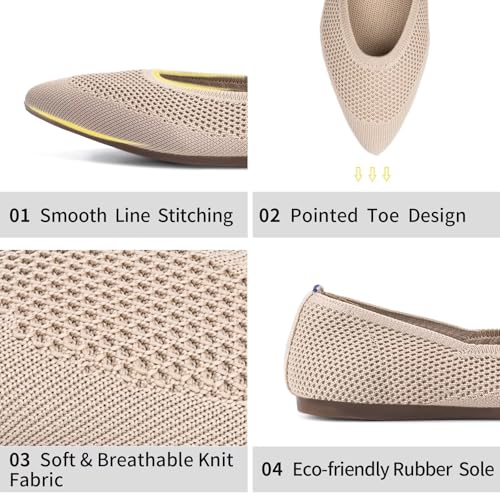 Image of Frank Mully Womens Pointed Toe Flats Knit Dress Shoes Comfort Women Shoes Softable