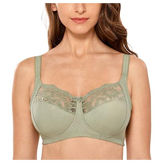 SYROKAN Damen Starker Halt Sports BH Weiches Cup mit Bügel für Große Größen Schwarz 90H 7 DELIMIRA Damen Vollschalen Bügelloser BH - Baumwolle, Spitze, Ohne Einlagen Olivgrün 90H