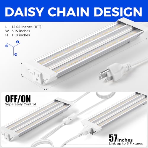 Image of Barrina TX18 1FT Grow Light, 72W(4 x 18W, 360W Equivalent), High PPFD, Full Spectrum with 660nm Red LEDs, Grow Light Strip for Indoor Plants with On /Off Switch, Mechanical Timer, Linkable, 4 Packs