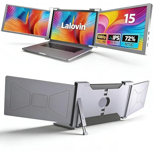 Image of Laptop Monitor Extender, 15 inch 1080P FHD Triple Screen Extender for 15-17.3 inch Laptop, Ultra-Thin Screen Extender Portable Laptop, Compatible with Windows, Chrome, Switch