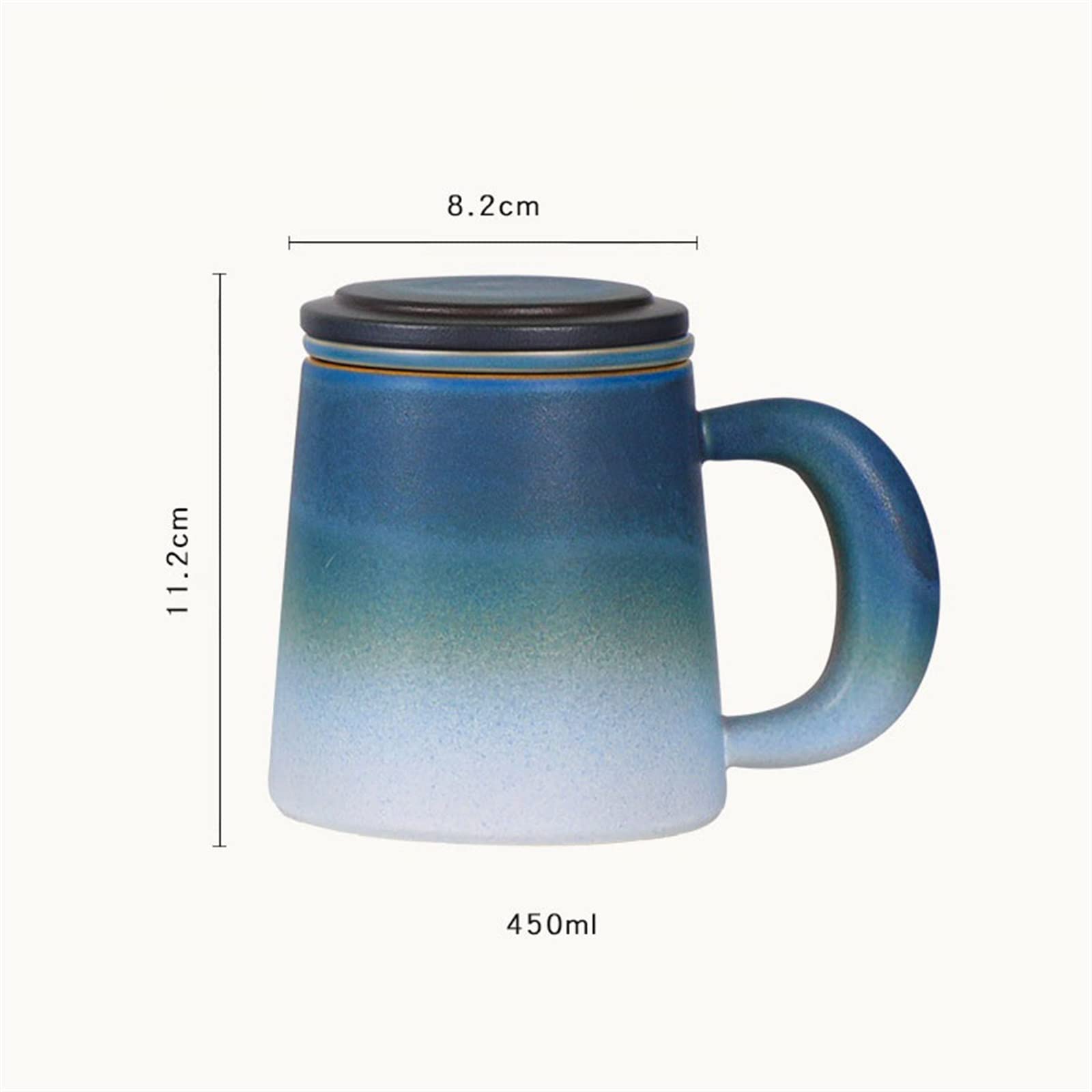 Mug Tasse en céramique 450ML Tasse à Boire de Grande capacité avec Couvercle et Filtre Tasse à thé Antique Tasse à thé (Color : D)