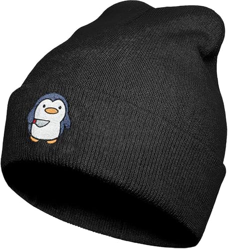 Penguin Embroidered Beanie Hats for Men Women Winter Funny Knit Hat Stuff Accessories Gifts for Animal Lover