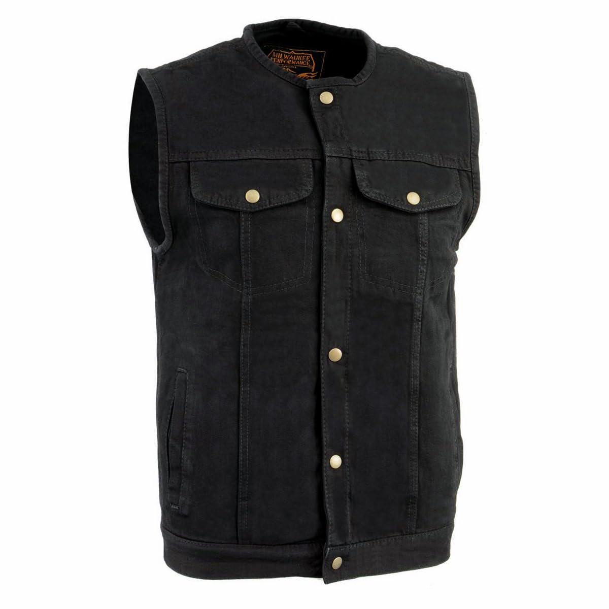 Milwaukee Leather Mens Classic Club Style Premium Denim Motorcycle Biker Vests MDM