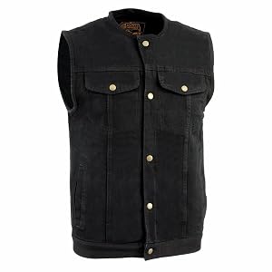 Milwaukee Leather Mens Classic Club Style Premium Denim Motorcycle Biker Vests MDM