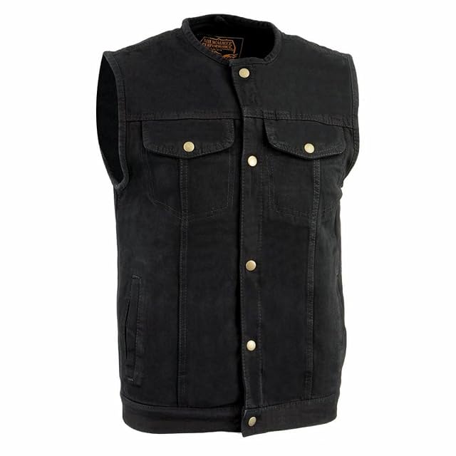 Milwaukee Leather Mens Classic Club Style Premium Denim Motorcycle Biker Vests MDM