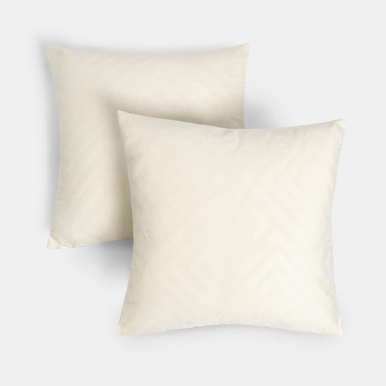 OHS Matte Velvet Cushion Cover 45 cm x 45 cm Cream Geo Pattern