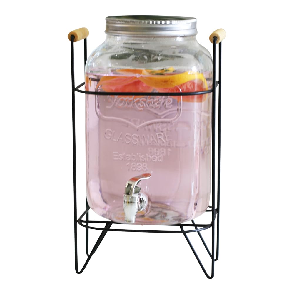 The BEST 2 Gallon (Large) Glass Beverage Dispenser/Drink Dispenser with