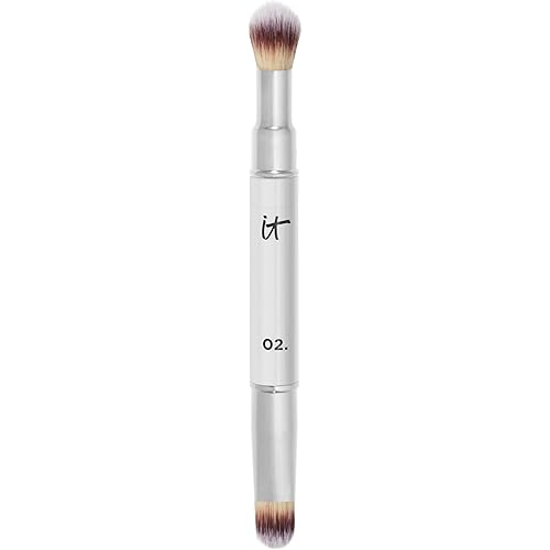 IT Cosmetics Heavenly Luxe Dual Airbrush Concealer Brush #2 - Dual-Ended, 2-in-1 Brush for Liquid & Cream Concealer - Buff Away Imperfections - With Award-Winning Heavenly Luxe Hair Silver