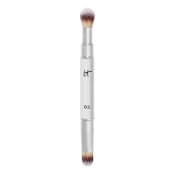 IT Cosmetics Heavenly Luxe Dual Airbrush Concealer Brush #2 - Dual-Ended, 2-in-1 Brush for Liquid & Cream Concealer - Buff Away Imperfections - With Award-Winning Heavenly Luxe Hair Silver