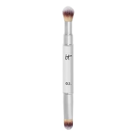IT Cosmetics Heavenly Luxe Dual Airbrush Concealer Brush #2 - Dual-Ended, 2-in-1 Brush for Liquid & Cream Concealer - Buff Away Imperfections - With Award-Winning Heavenly Luxe Hair Silver