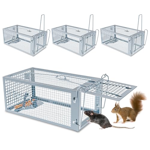 Wanqueen 4 Packs Humane Rat Trap Outdoor, Wanqueen Humane Mouse Traps Indoor, Small Rodent Chipmunk Squirrel Trap And Other Live Animal Cage Catch And Release cover